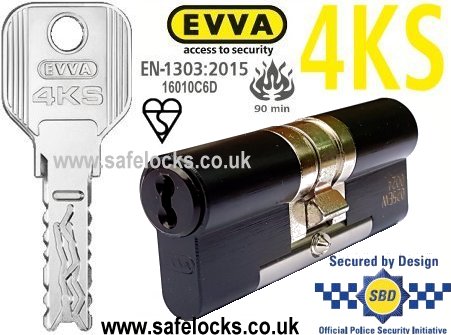 Evva 4KS 41/51 Black BS-EN1303 2015 Euro cylinder lock BS-EN1634