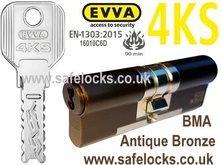 Evva 4KS 31/71 Antique Bronze BMA BS-EN1303 2015 Euro cylinder lock