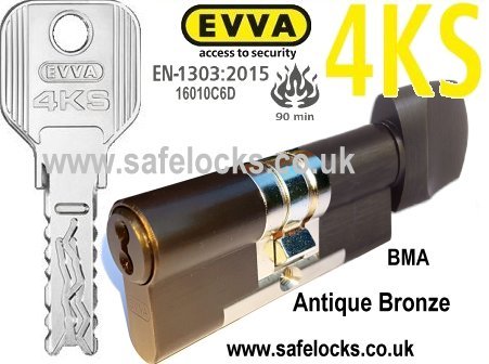 Evva 4KS 76/T36 Antique Bronze (BMA) Thumbturn High security Euro cylinder lock BS-EN1303 2015 