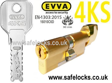 Evva 4KS 36/T31 Polished Brass Thumbturn High security Euro cylinder lock BS-EN1303 2015 