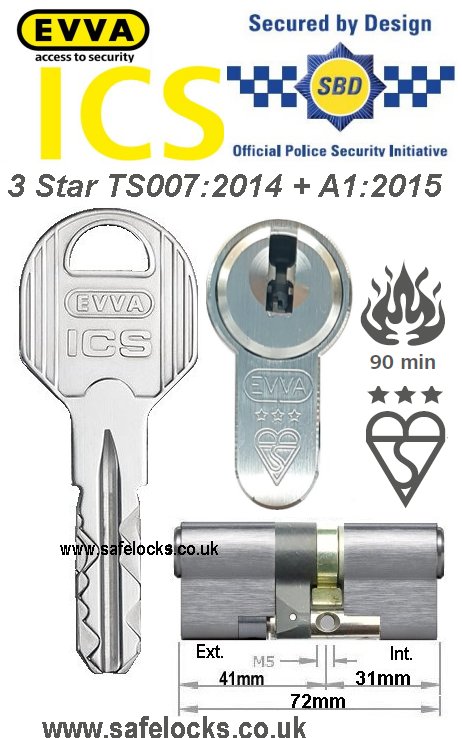 Evva ICS 41ext-31int 3-star TS007:2014 High security Anti-snap euro cylinder