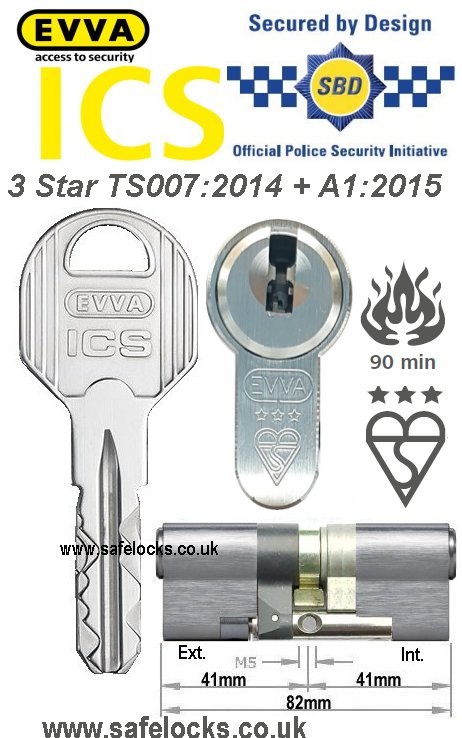 Evva ICS 41ext-41int 3-star TS007:2014 High security Anti-snap euro cylinder