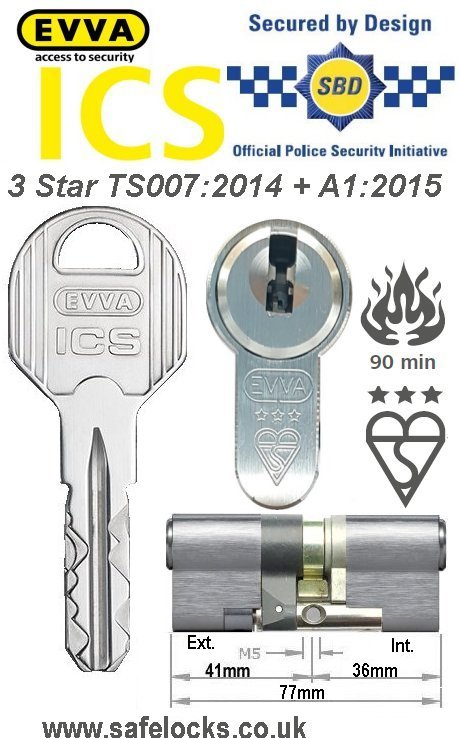 Evva ICS 41ext-36int 3-star TS007:2014 High security Anti-snap euro cylinder