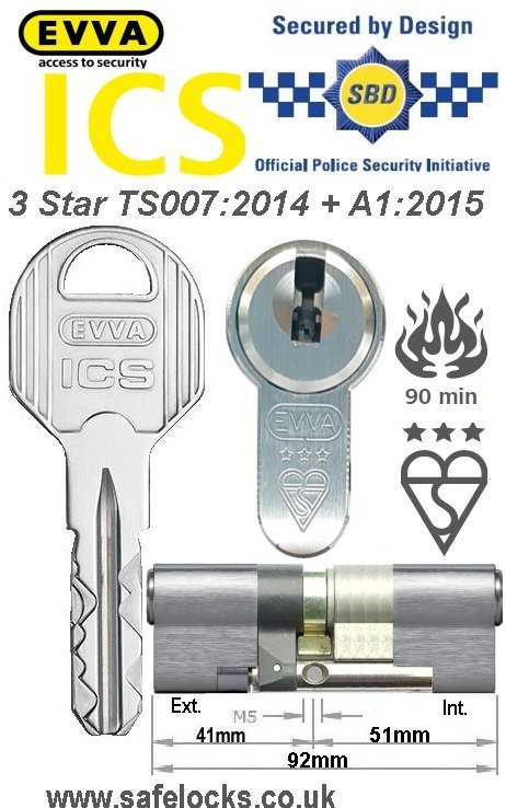 Evva ICS 41ext-51int 3-star TS007:2014 High security Anti-snap euro cylinder