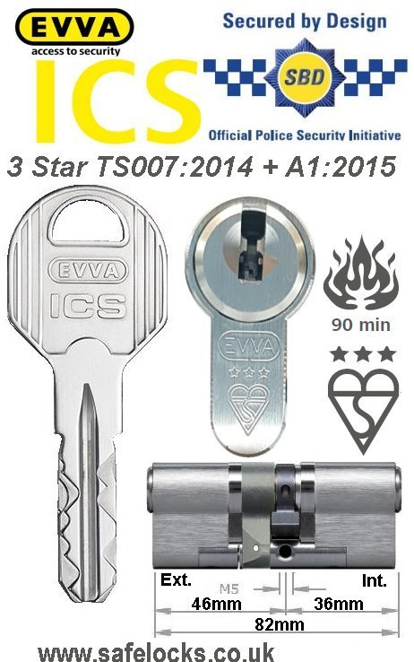 Evva ICS 46ext-36int 3-star TS007:2014 High security Anti-snap euro cylinder