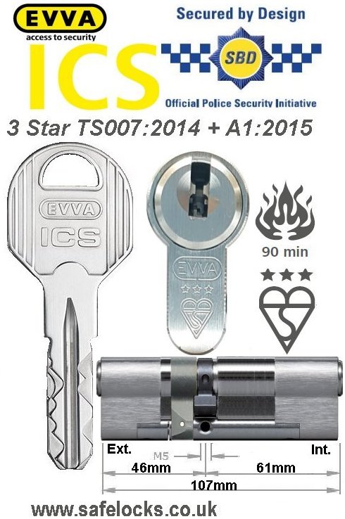 Evva ICS 46ext-61int 3-star TS007:2014 High security Anti-snap euro cylinder