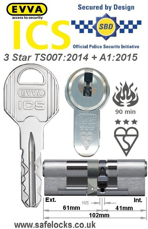 Evva ICS 61ext-41int 3-star TS007:2014 High security Anti-snap euro cylinder