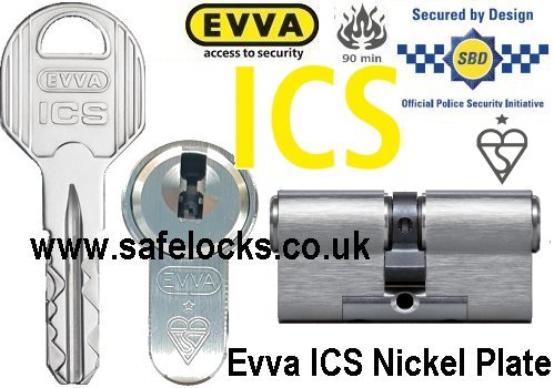 Evva ICS 51/66 Polished Chrome Euro cylinder lock BS-EN1303 2015