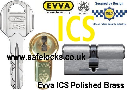Evva ICS 27/71 Polished Brass Euro cylinder lock BS-EN1303 2015