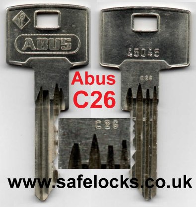 Abus Pfaffenhain C26 key cut to code Abus Pfaffenhain key C26 stamped on key head