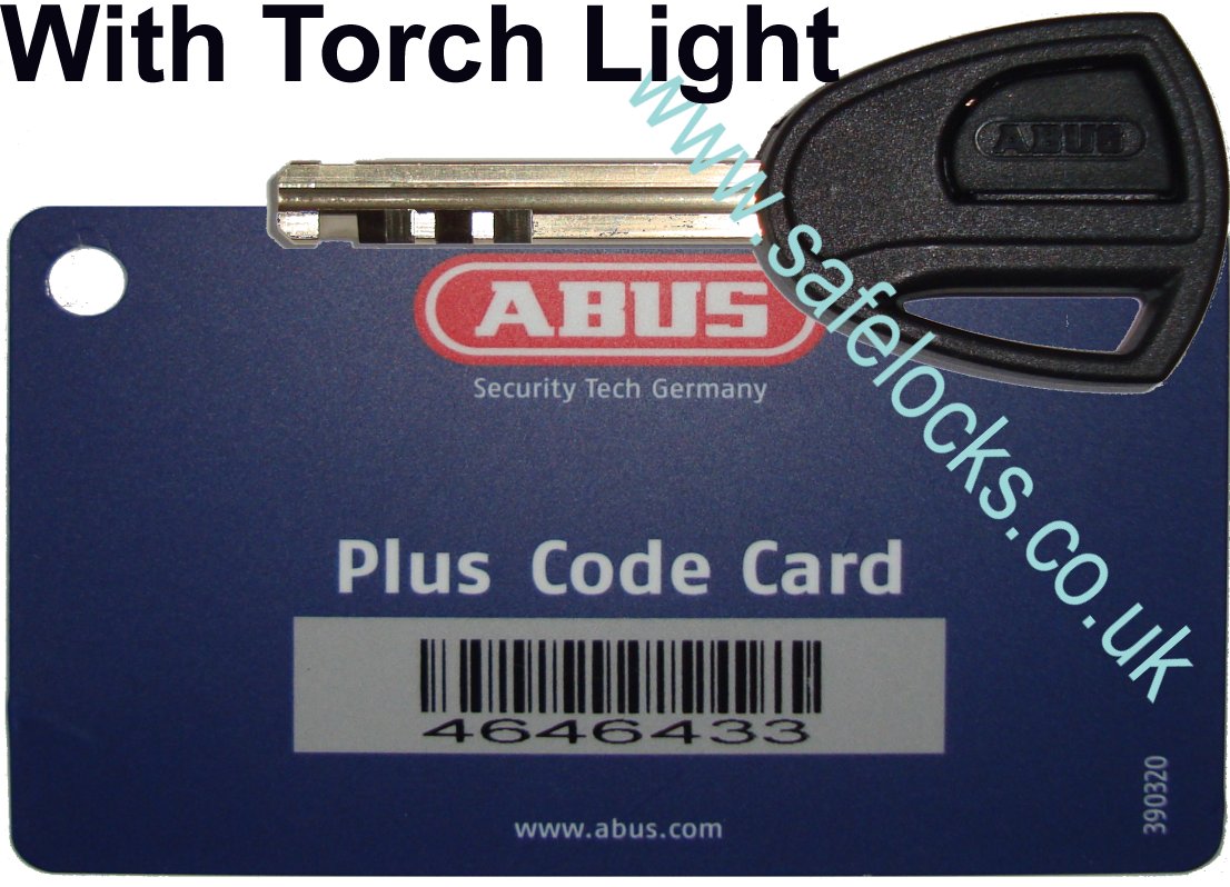 Abus Plus key with torch light key cut to code genuine Abus key