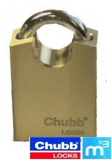 Chubb 1K48CS high security closed shackle brass padlock (Medeco M3 keyway)