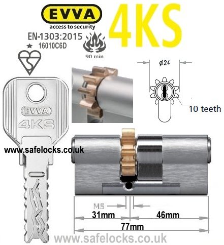 Evva 4KS 31/46 10 tooth cog wheel cam euro cylinder lock