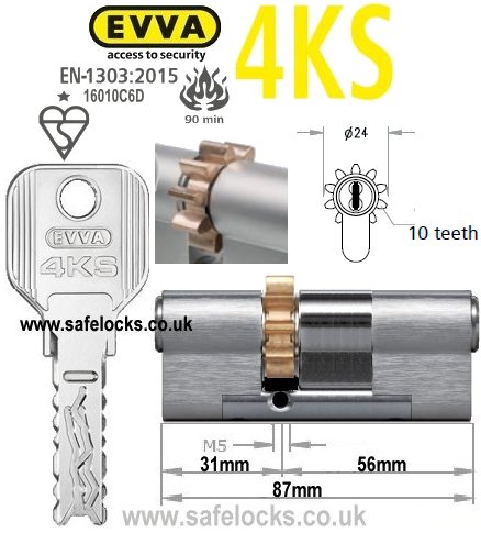 Evva 4KS 31/56 10 tooth cog wheel cam euro cylinder lock