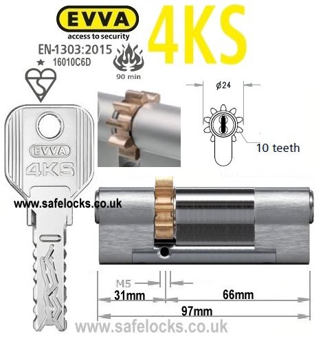 Evva 4KS 31/66 10 tooth cog wheel cam euro cylinder lock