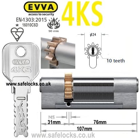 Evva 4KS 31/76 10 tooth cog wheel cam euro cylinder lock