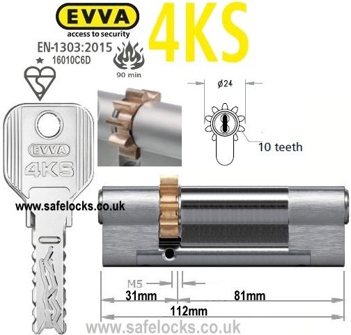 Evva 4KS 31/81 10 tooth cog wheel cam euro cylinder lock