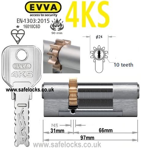 Evva 4KS 36/66 10 tooth cog wheel cam euro cylinder lock