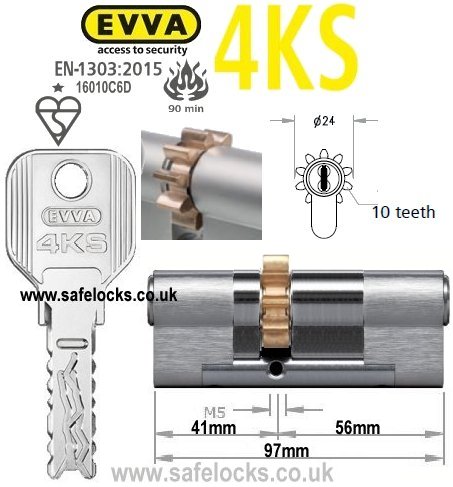 Evva 4KS 41/56 10 tooth cog wheel cam euro cylinder lock