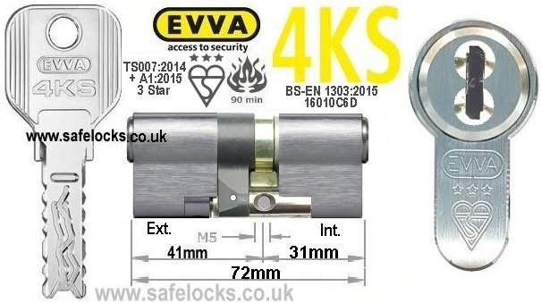 Evva 4KS 41ext/31 3 Star TS007 Euro cylinder lock