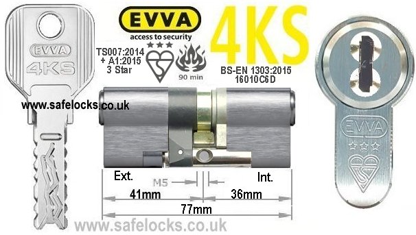 Evva 4KS 41ext/36 3 Star TS007 Euro cylinder lock