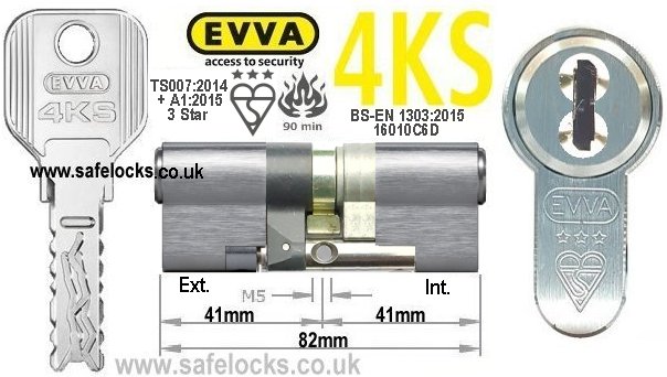 Evva 4KS 41ext/41 3 Star TS007 Euro cylinder lock