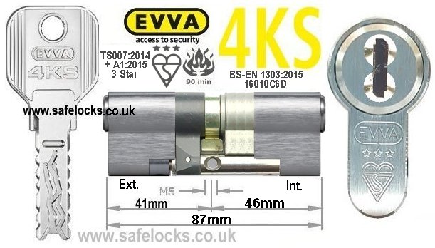 Evva 4KS 41ext/46 3 Star TS007 Euro cylinder lock