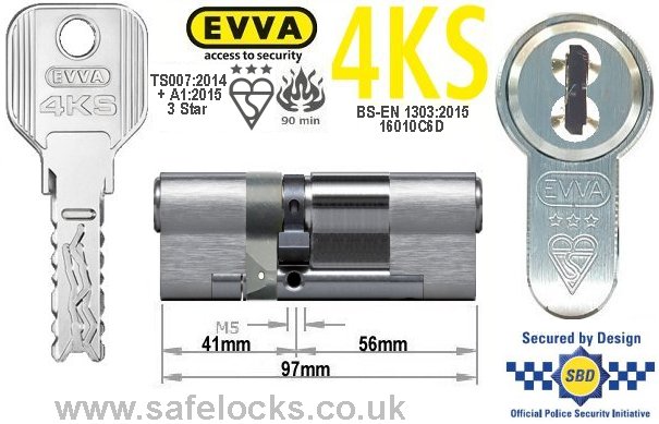 Evva 4KS 41ext/56 3 Star TS007 Euro cylinder lock