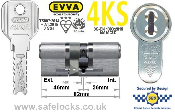 Evva 4KS 46ext/36 3 Star TS007 Euro cylinder lock