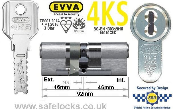 Evva 4KS 46ext/46 3 Star TS007 Euro cylinder lock