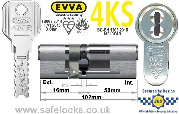 Evva 4KS 46ext/56 3 Star TS007 Euro cylinder lock