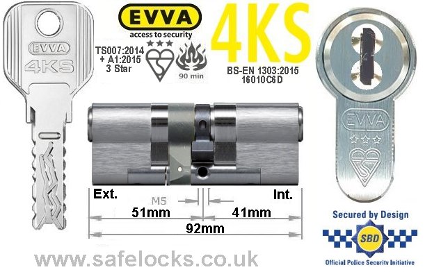 Evva 4KS 51ext/41 3 Star TS007 Euro cylinder lock