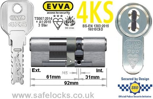 Evva 4KS 61ext/31 3 Star TS007 Euro cylinder lock