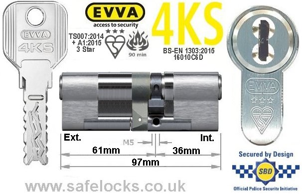 Evva 4KS 61ext/36 3 Star TS007 Euro cylinder lock