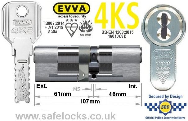 Evva 4KS 61ext/46 3 Star TS007 Euro cylinder lock