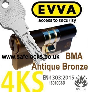 Evva 4KS Antique Bronze BMA Highest Security Euro Cylinders BS-EN1303-2015