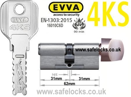 Evva 4KS 31/T31 Key & Turn BS-EN1303 2015 Thumbturn Euro cylinder lock