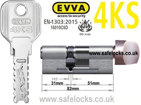 Evva 4KS 31/T51 Key & Turn BS-EN1303 2015 Thumbturn Euro cylinder lock