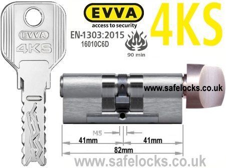 Evva 4KS 41/T41 Key & Turn BS-EN1303 2015 Thumbturn Euro cylinder lock