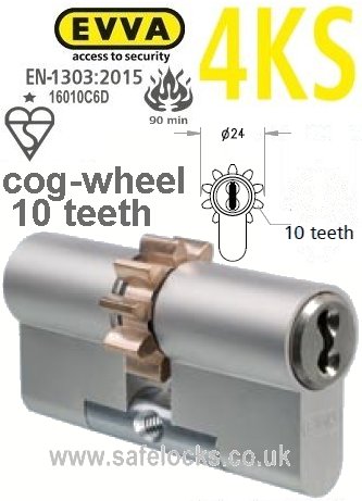 Evva 4KS Highest Security Euro Cylinders Cog Wheel Cam 10 Tooth