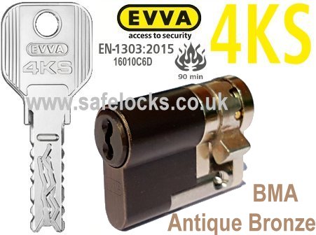 Evva 4KS 36mm Antique Bronze BMA Half Euro cylinder HZ27 BS-EN1303 2015