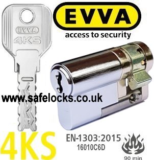 Evva 4KS Polished Chrome Half Euro Cylinders Highest Security BS-EN1303-2015