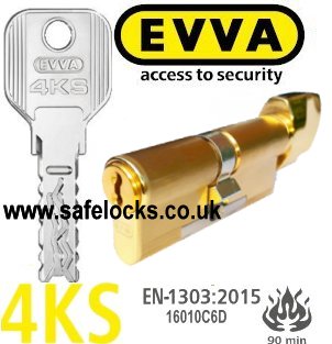 Evva 4KS Highest Security Polished Brass Thumbturn Euro Cylinders PB BS-EN1303-2015 90 min fire