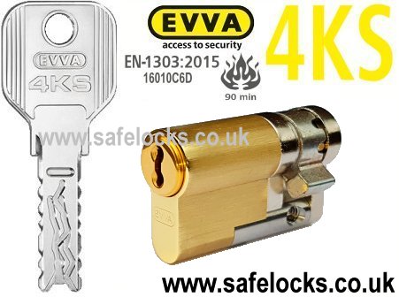 Evva 4KS 36mm Polished Brass Half Euro cylinder HZ27 BS-EN1303 2015