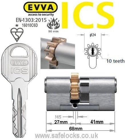 Evva ICS 27/41 10 tooth cog wheel Euro cylinder lock