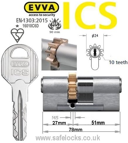 Evva ICS 27/51 10 tooth cog wheel Euro cylinder lock