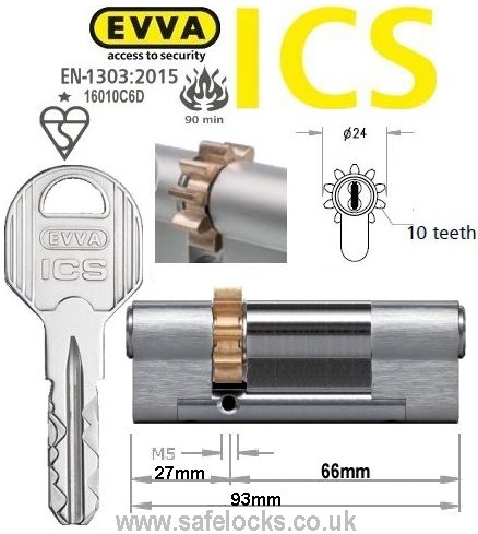 Evva ICS 27/66 10 tooth cog wheel Euro cylinder lock