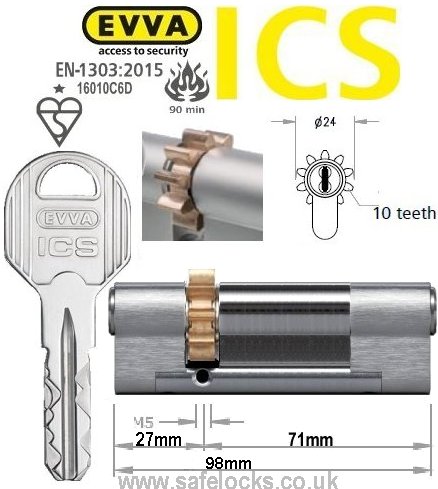 Evva ICS 27/71 10 tooth cog wheel Euro cylinder lock