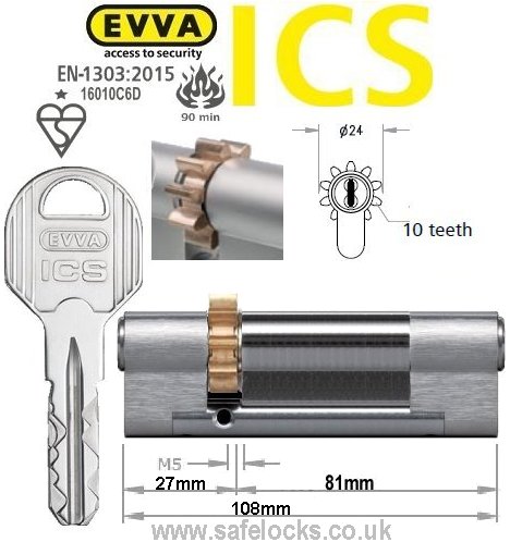 Evva ICS 27/81 10 tooth cog wheel Euro cylinder lock