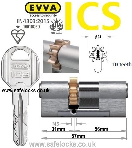Evva ICS 31/56 10 tooth cog wheel Euro cylinder lock